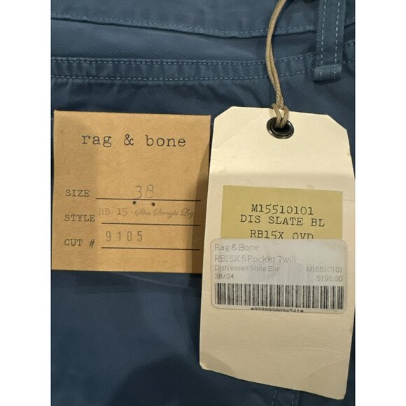 Rag & Bone Mens Slim Straight Distressed Slate Blue Twill Pants Size 38x34  RB15 - Picture 3 of 6